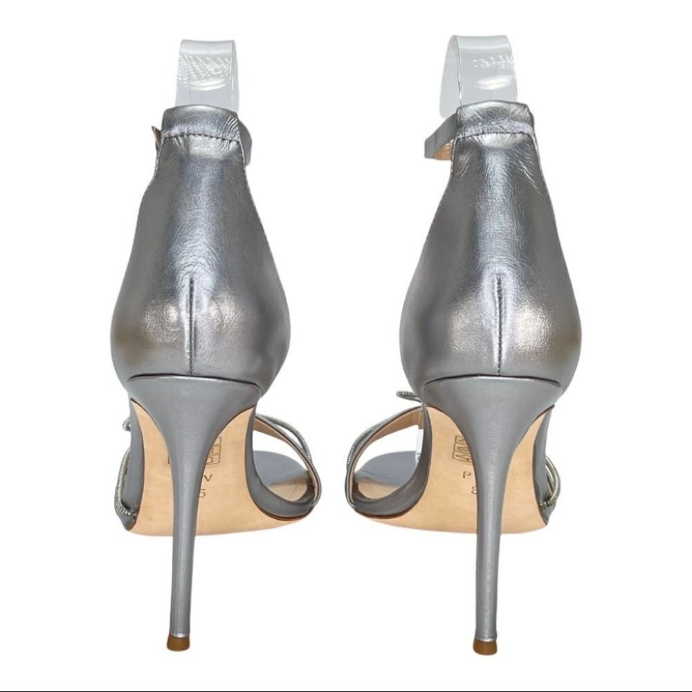Pour La Victoire Elanna Grey Leather Metal Bow Accent Womens Heels - Picture 11 of 16